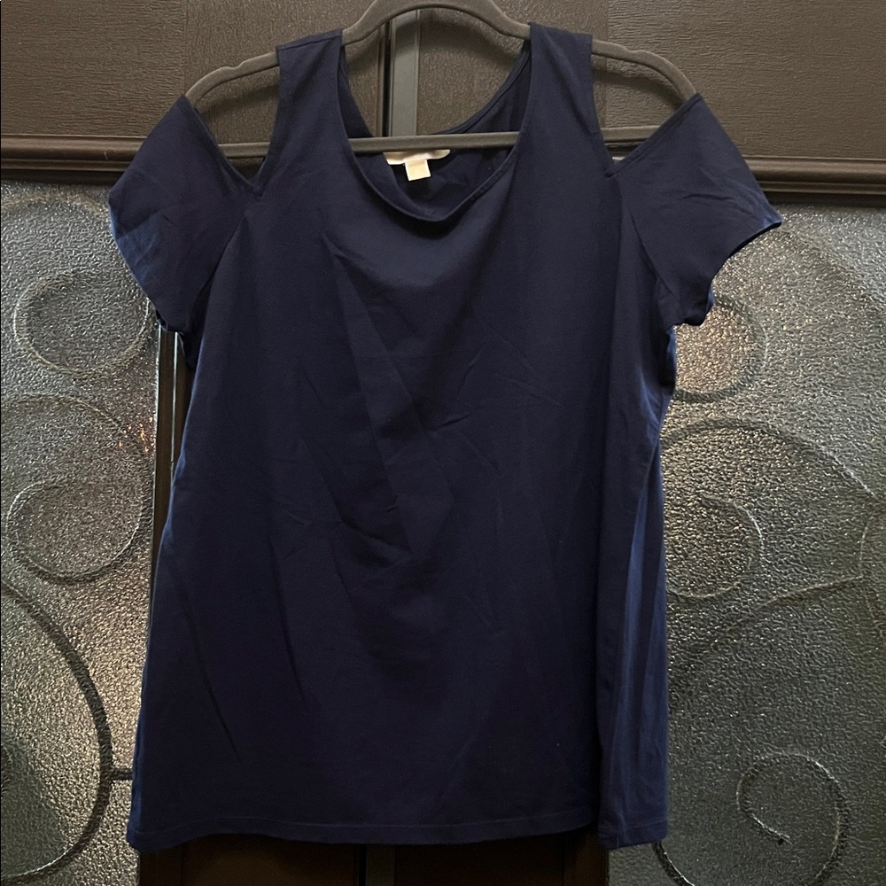 Michael Kors Navy Shoulder cutout top XL